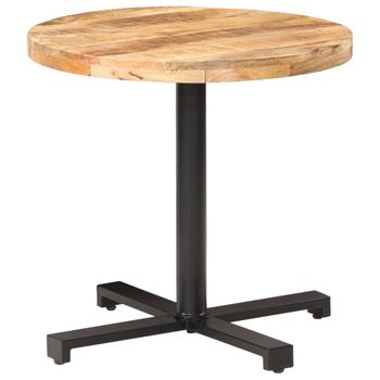 Mesa De Bistró Redonda Madera De Mango Rugosa Ø80x75 Cm Marrón