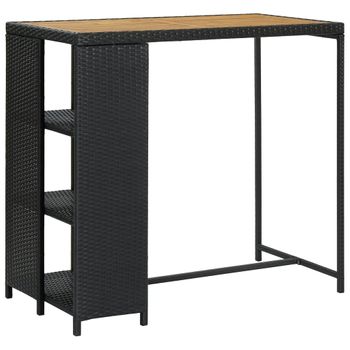 Mesa Bar Estante Almacenaje 120x60x110 Cm Ratán Sintético Negro