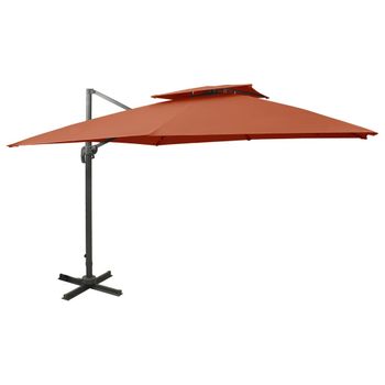 Sombrilla Voladiza Con Doble Techo Terracota 300x300 Cm Naranja