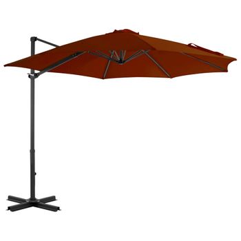 Sombrilla Voladiza Con Palo De Aluminio Terracota 300 Cm Naranja