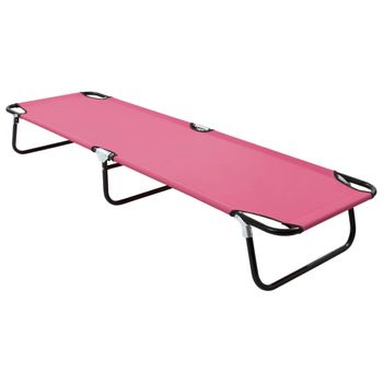 Tumbona Plegable De Acero Rosa