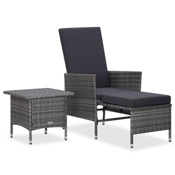 Set De Muebles De Jardín 2 Pzas Y Cojines Ratán Sintético Gris