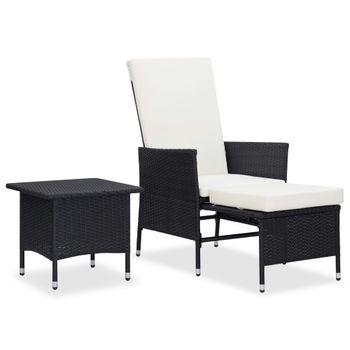 Set Muebles De Jardín 2 Piezas Y Cojines Ratán Sintético Negro