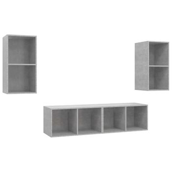 Muebles De Salón De Pared 4 Pzs Madera Ingeniería Gris Hormigón