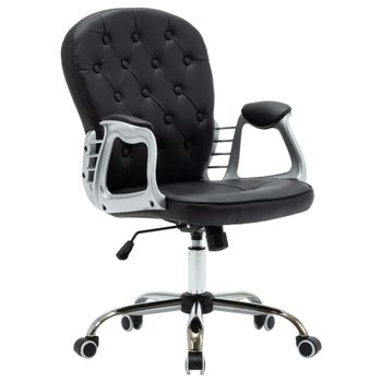 Silla De Oficina Giratoria De Cuero Sintético Negro