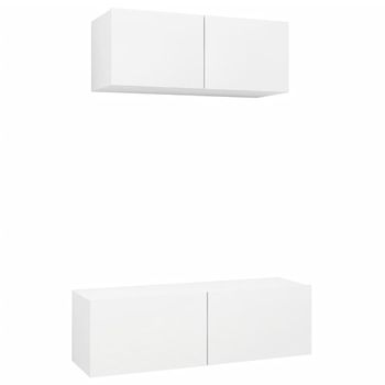 Set De Muebles De Salón Tv 2 Piezas Madera De Ingeniería Blanco