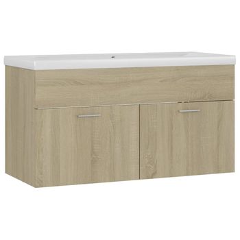 Mueble Con Lavabo Madera De Ingeniería Roble Sonoma Marrón