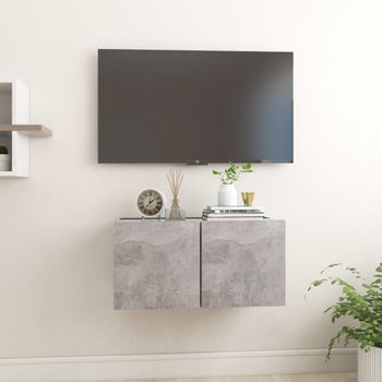 Mueble De Tv Colgante Gris Hormigón 60x30x30 Cm