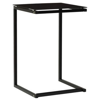 Mesa Auxiliar De Vidrio Templado Negro 40x40x60 Cm