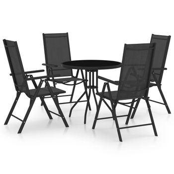 Set De Comedor Para Jardín 5 Piezas Aluminio Y Textilene Negro