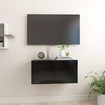 Mueble De Tv Colgante Negro 60x30x30 Cm