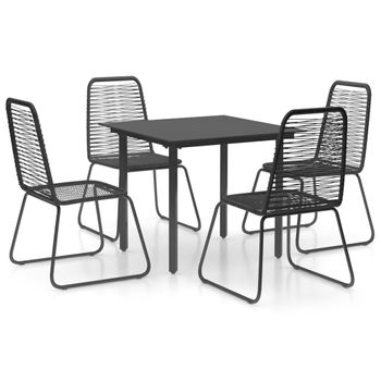 Set De Comedor De Jardín De 5 Piezas Pvc Ratán Negro