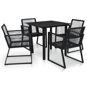 Juego De Comedor De Jardín 5 Piezas Ratán Pvc Negro