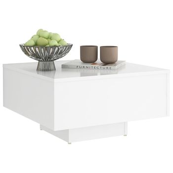 Mesa De Centro Madera Contrachapada Blanco 60x60x31,5 Cm