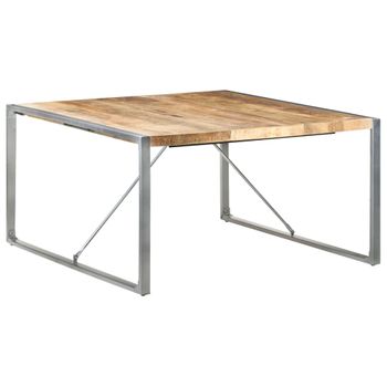 Mesa De Comedor Madera De Mango Rugosa 140x140x75 Cm Marrón