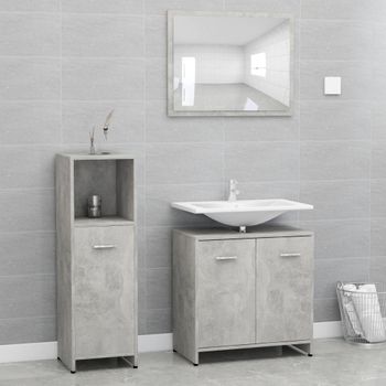 Juego Muebles De Baño 3 Piezas Madera Ingeniería Gris Hormigón