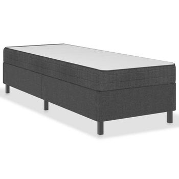 Cama Box Spring Tela Gris Oscuro 100x200 Cm