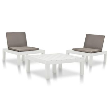 Juego De Muebles De Jardín 3 Piezas Plástico Blanco