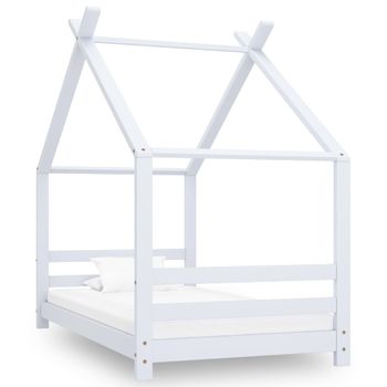 Estructura De Cama Infantil Madera Maciza Pino Blanco 80x160 Cm