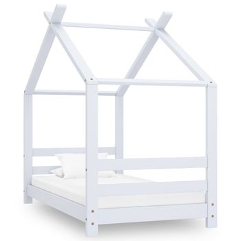 Estructura De Cama Infantil Madera Maciza Pino Blanco 70x140 Cm