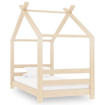 Estructura De Cama Infantil De Madera Maciza De Pino 70x140 Cm Marrón