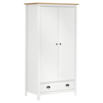 Armario De 2 Puertas Hill Madera Maciza Pino Blanco 89x50x170cm