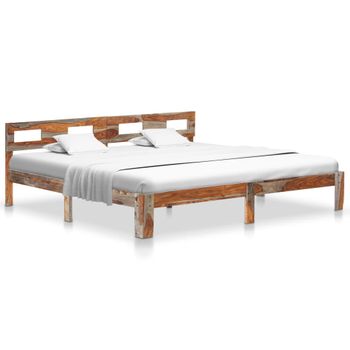 Estructura De Cama De Madera Maciza De Sheesham 200x200 Cm Gris