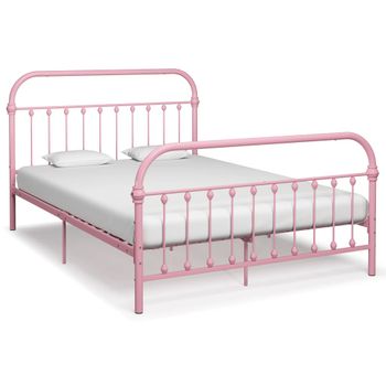 Estructura De Cama De Metal Rosa 120x200 Cm