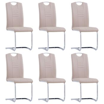 Sillas Voladizas De Comedor 6 Uds Cuero Sintético Capuchino Beige