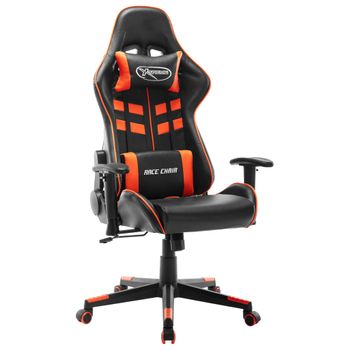 Silla De Gaming De Cuero Sintético Negro Y Naranja Multicolor