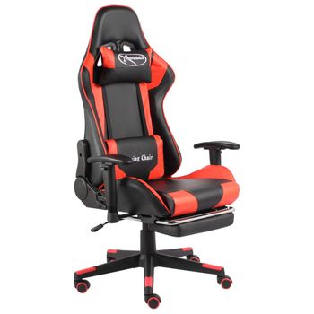 Silla Gaming Giratoria Con Reposapiés Pvc Rojo