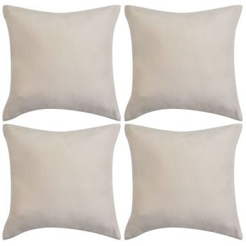 Fundas De Cojín 4 Uds 50x50 Cm Poliéster Gamuza Beige