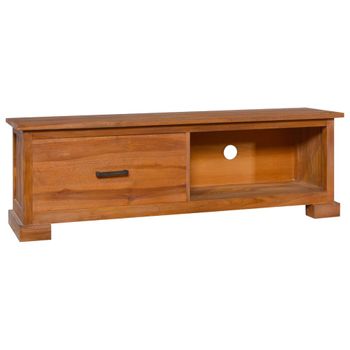 Mueble Para Tv De Madera De Teca Maciza 112x30x37 Cm Marrón