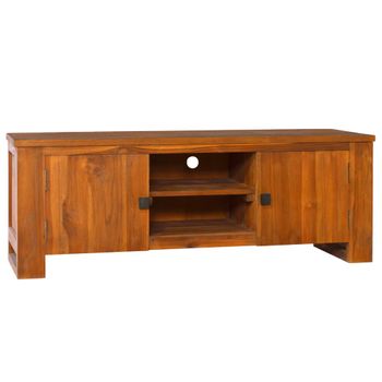 Mueble Para Tv Madera Maciza De Teca 110x30x40 Cm Marrón