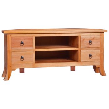 Mueble Para Tv De Madera Maciza De Caoba 100x40x45 Cm Marrón