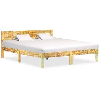 Estructura De Cama De Madera Maciza Reciclada 180x200 Cm Marrón