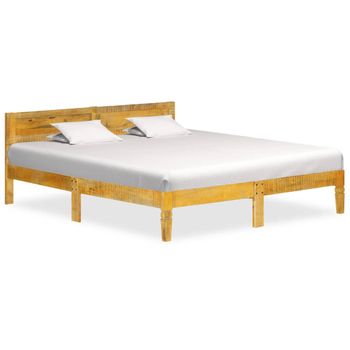 Estructura De Cama De Madera Maciza De Mango 180 Cm Marrón