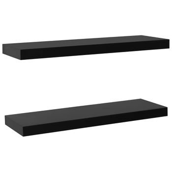 Estantes Flotantes De Pared 2 Unidades Negro 80x20x3,8 Cm