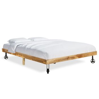 Estructura De Cama De Madera Maciza De Mango 200x200 Cm Marrón