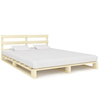 Estructura De Cama De Palés Madera Maciza De Pino 180x200 Cm Marrón