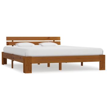 Estructura De Cama Madera Maciza Pino Marrón Miel 180x200 Cm