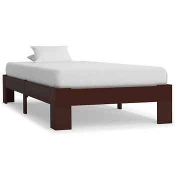 Estructura De Cama Madera Maciza Pino Marrón Oscuro 90x200 Cm