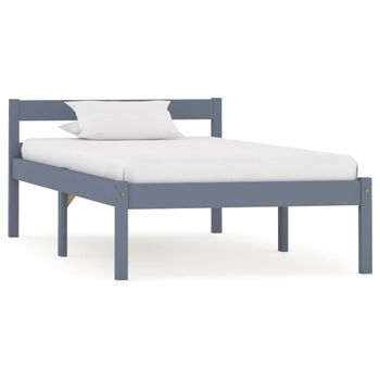 Estructura De Cama De Madera Maciza De Pino Gris 100x200 Cm