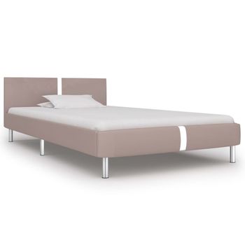 Estructura De Cama De Cuero Sintético Capuchino 90x200 Cm Beige