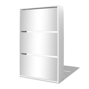 Mueble Zapatero 3 Niveles Y Espejo Blanco 63x17x102,5 Cm