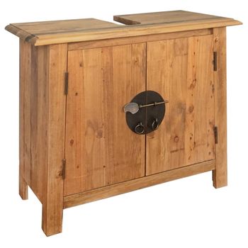 Mueble De Lavabo Madera Maciza De Pino 70x32x63 Cm Marrón