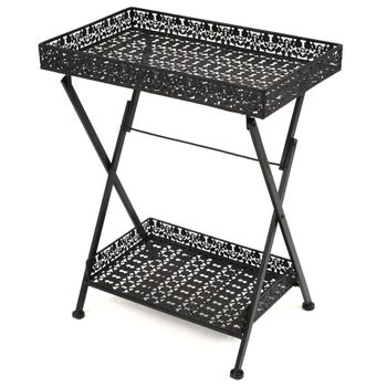 Mesa De Centro Plegable Estilo Vintage Metal 58x35x72 Cm Negro