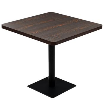 Mesa Bar Bistró Mdf Y Acero Cuadrada Fresno Oscuro 80x80x75 Cm Marrón