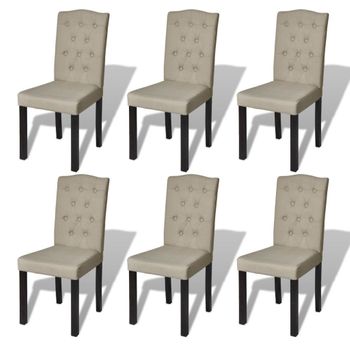 Sillas De Comedor 6 Unidades De Tela Camel Beige