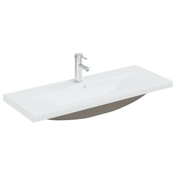 Lavabo Empotrado Con Grifo Cerámica Blanco 101x39x18 Cm